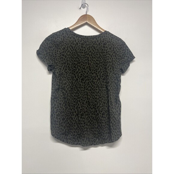 Loft T-Shirt Womens Small Leopard Print Short Sleeve Cotton Green 100% Cotton - Picture 4 of 4